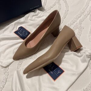 Ally Shoes Women's Elegant Beige Low Heels, EU38/US7.5